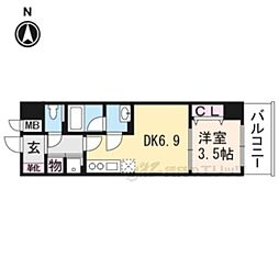 インサイトルポ山科椥辻 1DKの間取図画像