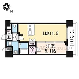 CRYSTALGLANZ京都西大路 1LDKの間取図画像