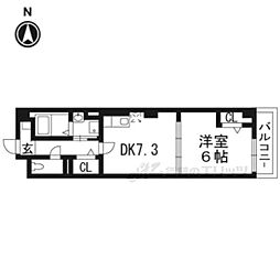 K'sコート京都 1DKの間取図画像