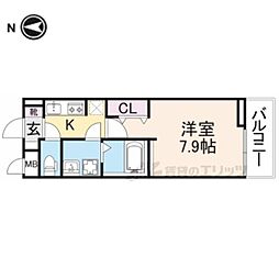 グリーンハイツ向日 1Kの間取図画像