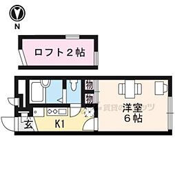 レオパレス墨染 1Kの間取図画像