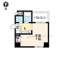 プレジール西院 1Kの間取図画像
