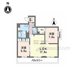 京都市伏見区新町5丁目マンション 2LDKの間取図画像
