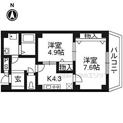 アマデウス西洞院 2Kの間取図画像