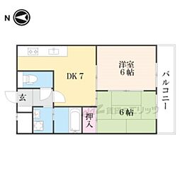 エクセレント373 2DKの間取図画像