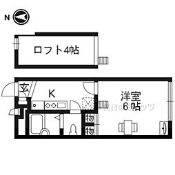レオパレス朱雀 1Kの間取図画像