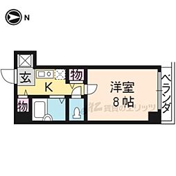アンソレイエ四条 1Kの間取図画像
