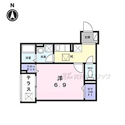 ヒカルサ京都伏見深草 1Kの間取図画像