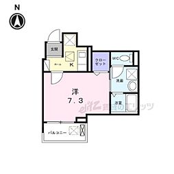 ヒカルサ京都伏見深草 1Kの間取図画像