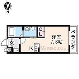 キョウトハウス桂川 ワンルームの間取図画像