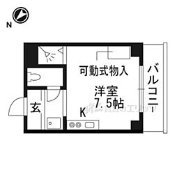 エスポワール里西 ワンルームの間取図画像