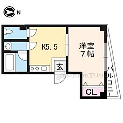中川ビル 1DKの間取図画像
