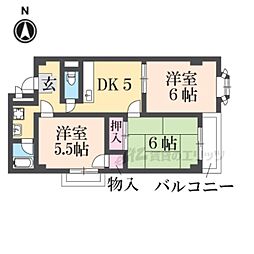 ヴィラたみあき 3DKの間取図画像