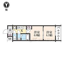 京都市上京区千本通上長者町下る革堂前之町マンション 2Kの間取図画像