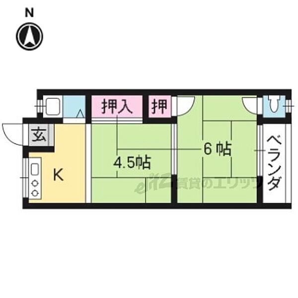 京都府宇治市大久保町南ノ口(賃貸マンション2K・3階・23.49㎡)の写真 その2