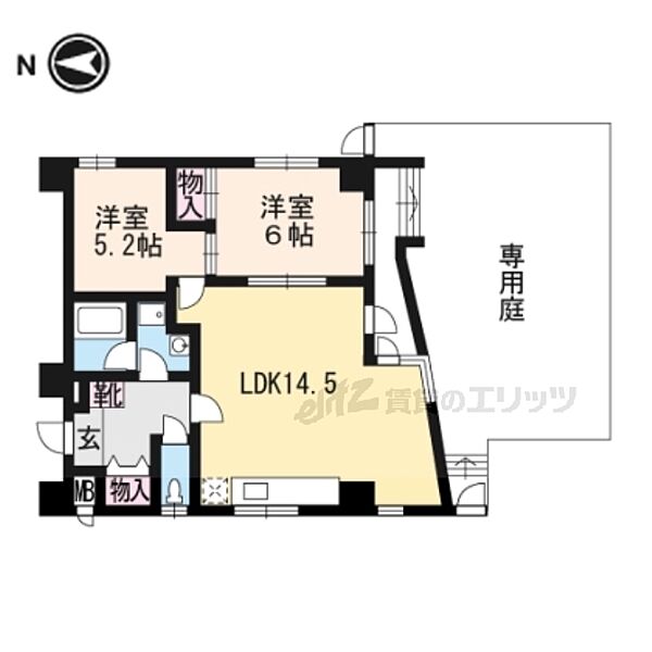 京都府長岡京市天神1丁目(賃貸マンション2LDK・1階・54.72㎡)の写真 その2