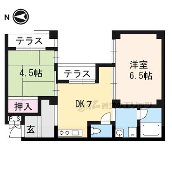 ヴィラ勧修寺 205｜京都府京都市山科区勧修寺西金ヶ崎(賃貸マンション2DK・2階・32.40㎡)の写真 その2