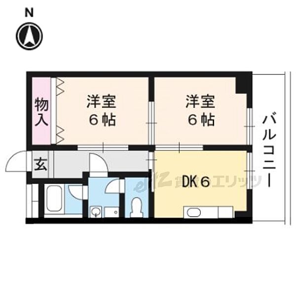 Ｒｏｓｅ音羽川 608｜京都府京都市山科区東野北井ノ上町(賃貸マンション2DK・6階・43.74㎡)の写真 その2