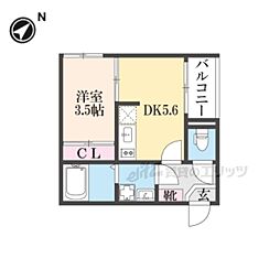 ブライト伏見 3階1DKの間取り