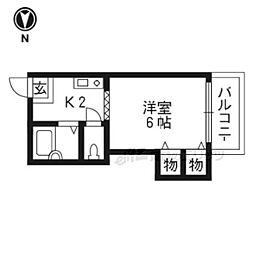 サンハイツ伊勢田 1Kの間取図画像