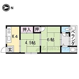 丸ア荘 2Kの間取図画像