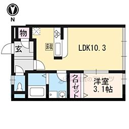 ピアグランディール 1LDKの間取図画像