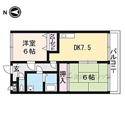 グランバード西野・2 2DKの間取図画像