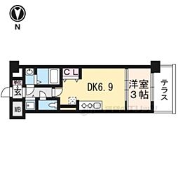 ザガーネットミレニアム京都九条烏丸 1DKの間取図画像