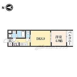 フォーリアライズ京都東寺 1DKの間取図画像