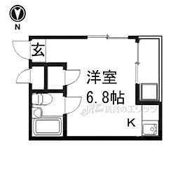 桃山サニーハイツ ワンルームの間取図画像