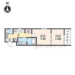 アドバンス京都リエートI 2Kの間取図画像