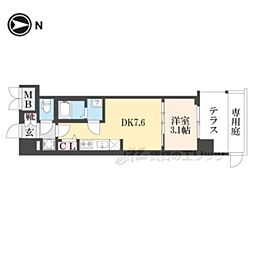 プレサンス京都東寺 1DKの間取図画像