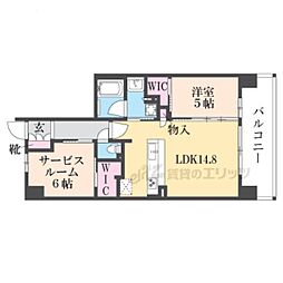 クラッシィハウス京都六地蔵ブライトタワー棟 2LDKの間取図画像