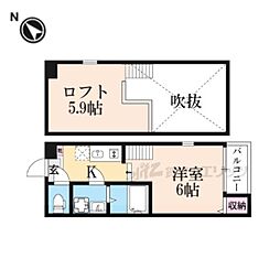 ハーモニーテラス淀新町II 1Kの間取図画像
