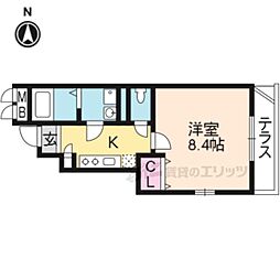 アスピリアハナミズキ 1Kの間取図画像