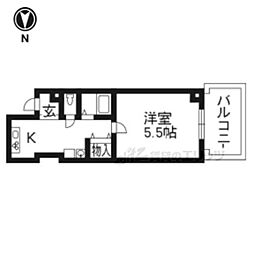 T'sCasa御幸町 1Kの間取図画像
