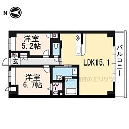 グリーンサムオオクボ 2LDKの間取図画像