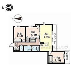 アンソレイエ桂川 3LDKの間取図画像