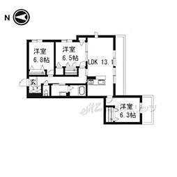 アンソレイエ桂川 3LDKの間取図画像