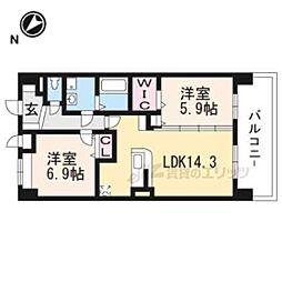 ディアコート中臣 2LDKの間取図画像