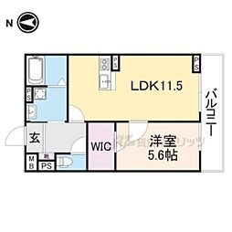 Albero京都椥辻 1LDKの間取図画像