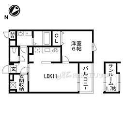レジデンス槇島 1LDKの間取図画像