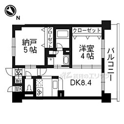 エステムプラザ京都河原町通2レジデンシャル 2DKの間取図画像