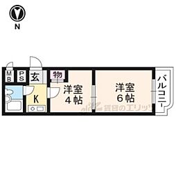 フレーヴァー深草 2Kの間取図画像