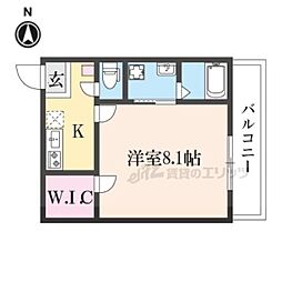 ヴィラ パルルヴァン 1Kの間取図画像