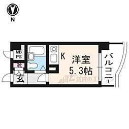朝日プラザ深草 ワンルームの間取図画像