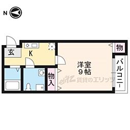 ツゥインウッド 1Kの間取図画像