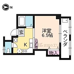 葛城マンション 1Kの間取図画像