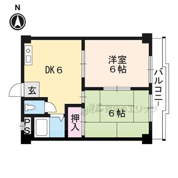 アクアエルフ上賀茂 403｜京都府京都市北区上賀茂朝露ヶ原町(賃貸マンション2DK・4階・35.00㎡)の写真 その2