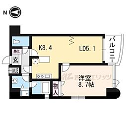 メロディーハイム二条城 1LDKの間取図画像